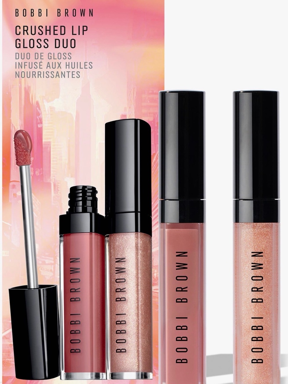 Bobbi Brown Lip Gloss Duo โ Rose Nude & Shimmer Pink
